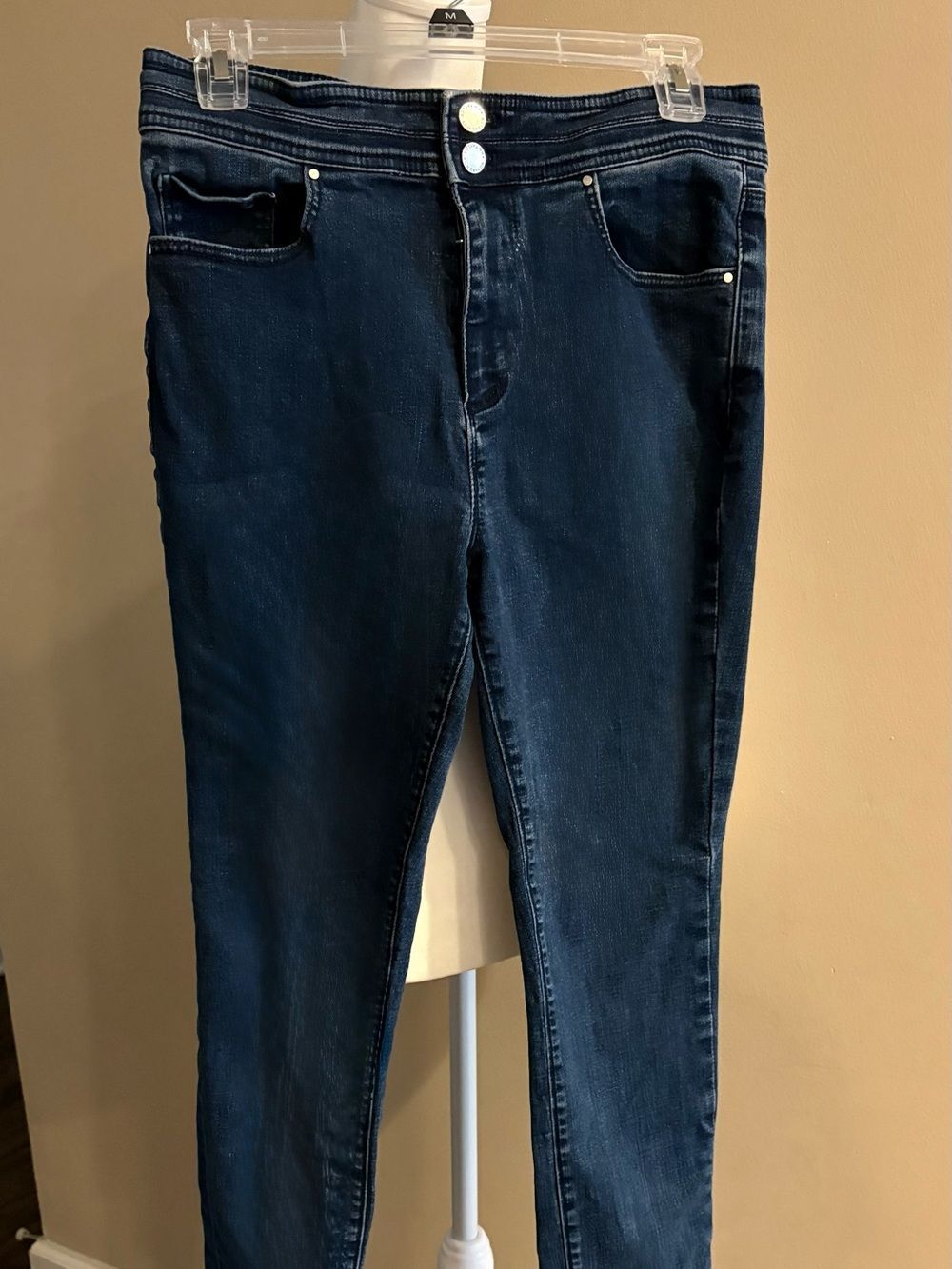 Ann Taylor Dark Indigo Skinny Jeans High Waist Retro Style Size 8